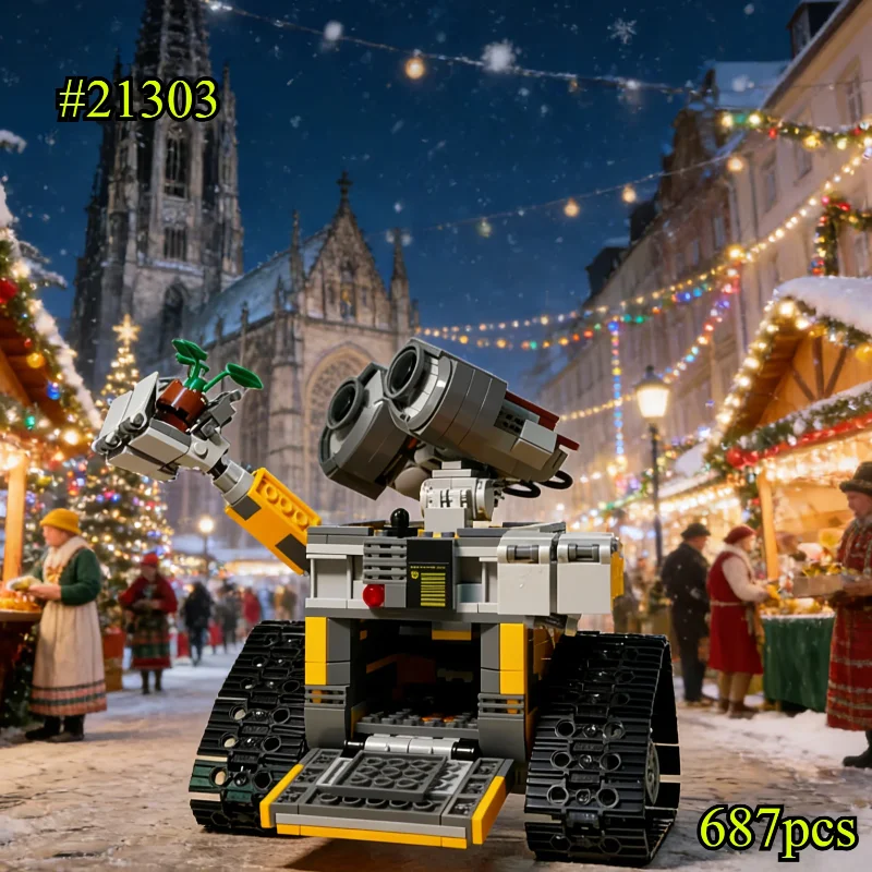 

Наборы строительных блоков Wall-E Classic Movie Model, совместимые с деталями Lego, подходят для рождественских подарков 21303