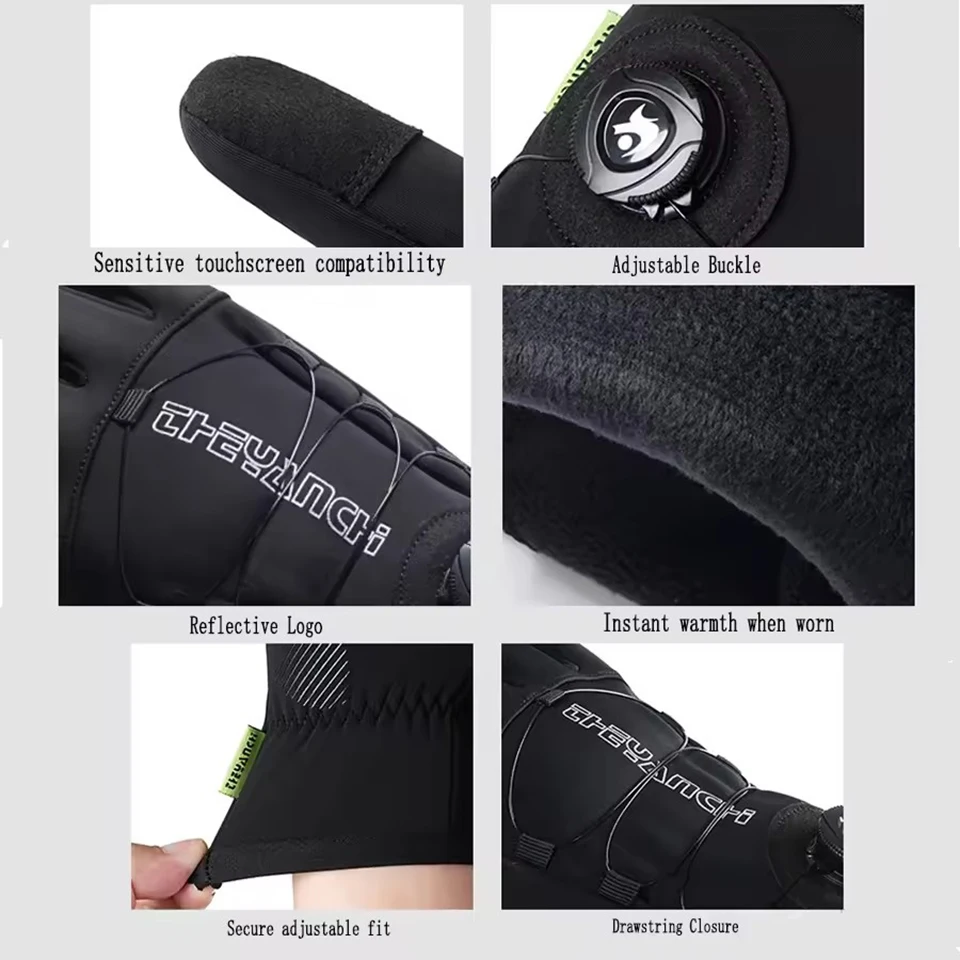 قفازات ركوب الدراجات النارية للرجال مقاومة للرياح تعمل باللمس ومضادة للانزلاق قفازات كاملة الأصابع لركوب الدراجات والجري والتزلج معدات رياضية