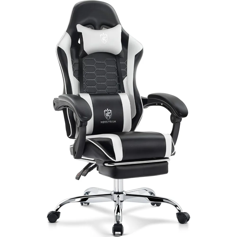 

Игровое кресло, компьютерное офисное кресло с подставкой для ног, массажная поясничная поддержка и гелевая подушечка, эргономичная регулируемая кожаная подкладка для геймера с откидной спинкой