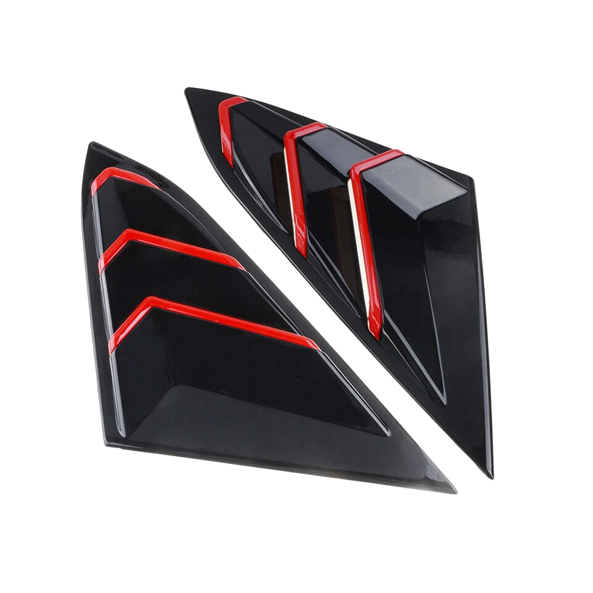 For Honda Civic 2016-2021 Sedan Rear Side Vent Quarter Window Louver Cover Triangular Window Trim Gloss Black Red