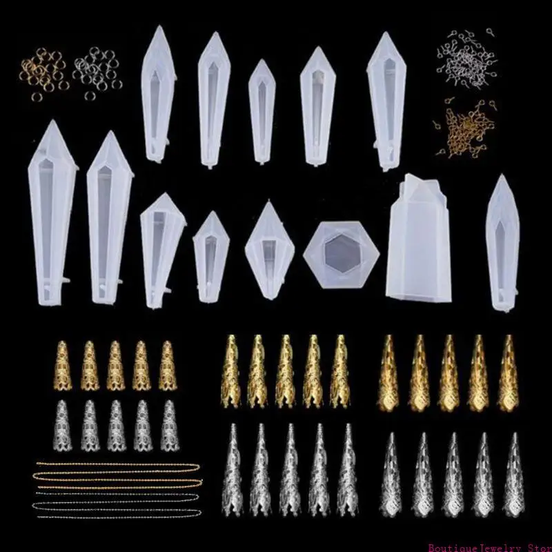 E1PE 1 Set Crystal Epoxy Resin Mold Pendulum Casting Silicone Mould Handmade DIY Crafts Earring Necklace Pendent Jewelry Making