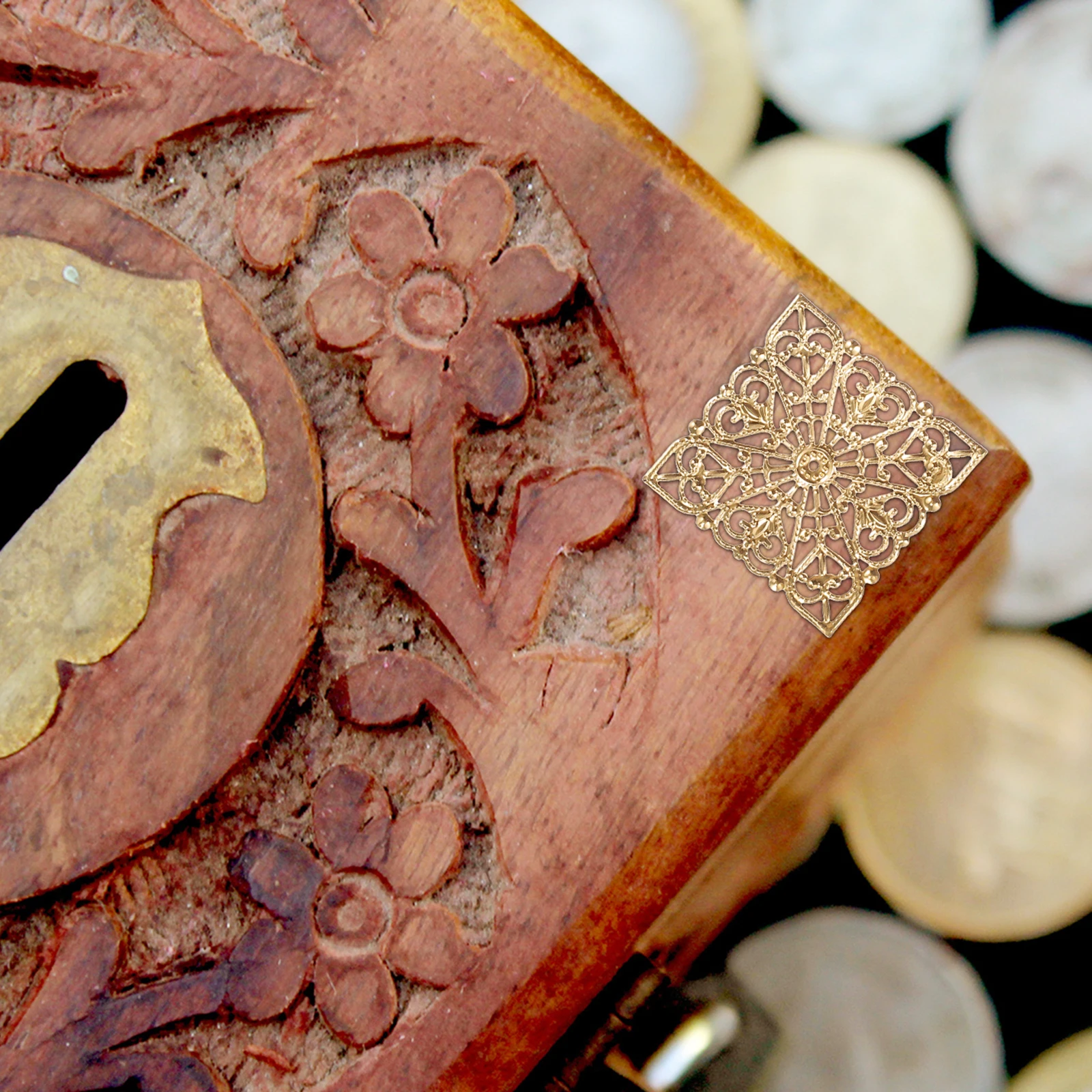 

50pcs Corner Patch Furniture Guard Jewelry Case Wood Box Durable Decorative Retro Hardware Strengthened Box Corner Protectors