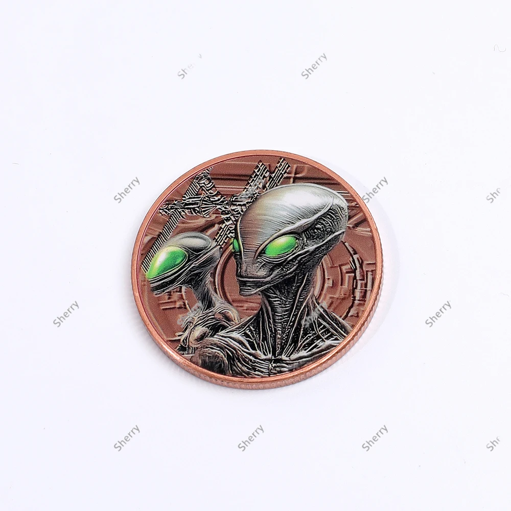 Alien & UFO Space Themed 1 Oz .999 Copper Coin Sci-Fi Collectible Artwork for Collectors