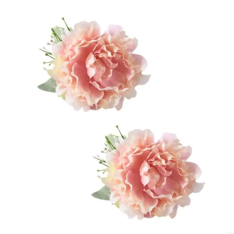  Set of 2Pcs Artificial Peony Flower Curtain Tiebacks Clip Flower Curtain Holder Clamp Decorative Window Drapes Tiebacks