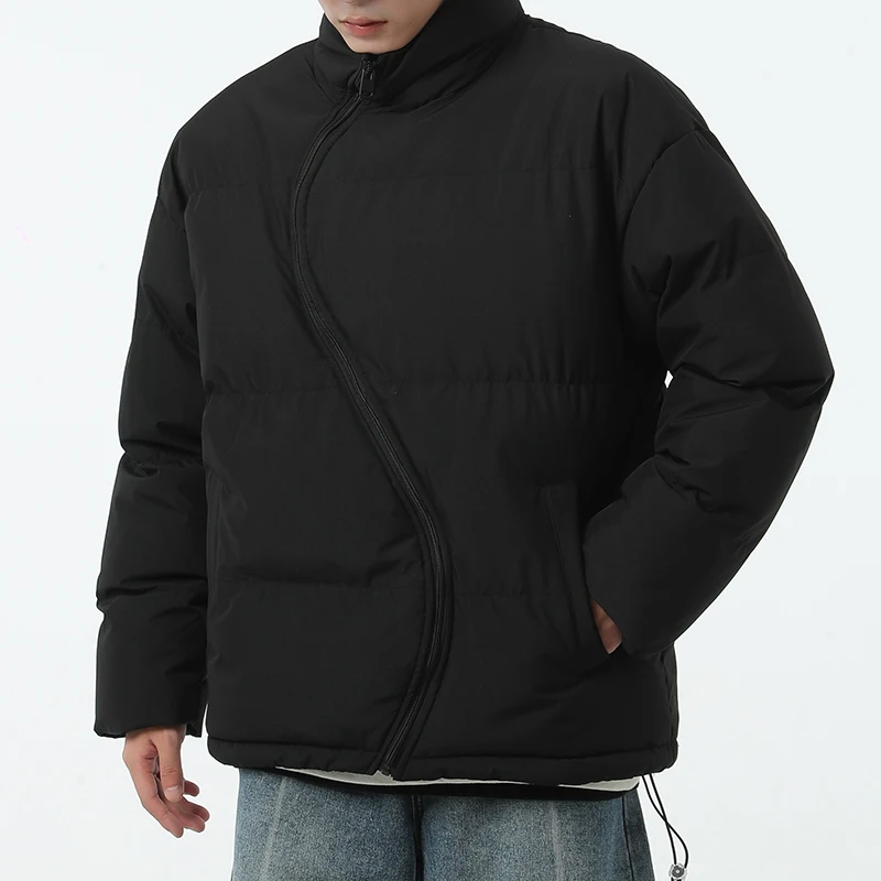 Chaqueta acolchada de algodón grueso con cremallera para hombre, abrigos de cuello alto, ropa a prueba de viento, moda de diseñador, invierno,