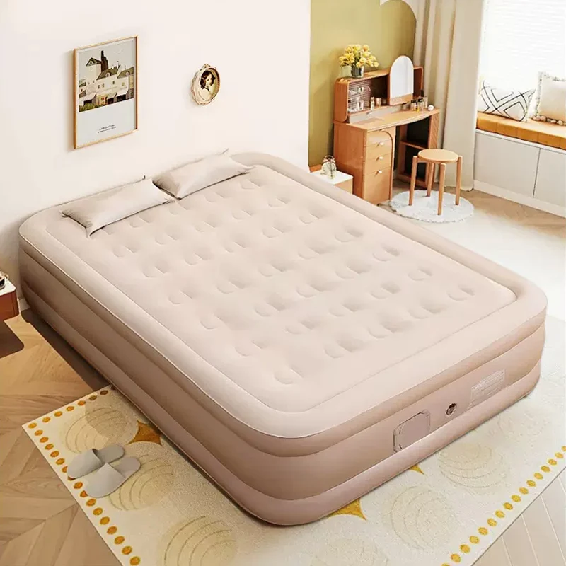 ที่นอนลมขนาดควีนไซส์พร้อมปั๊มในตัวที่นอนเป่าลมแบบอัพเกรด Luxury Flocked Top Airbed, ที่นอนเป่าลมสําหรับตั้งแคมป์เกสต์
