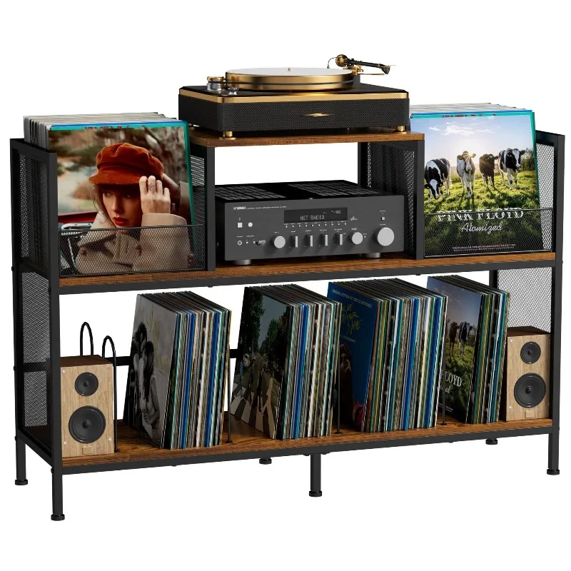 Large Capacity Bilateral Vinyl Record Storage Rack, Living Room Record Player Stand, Mail Order Packaging Bulk Supply