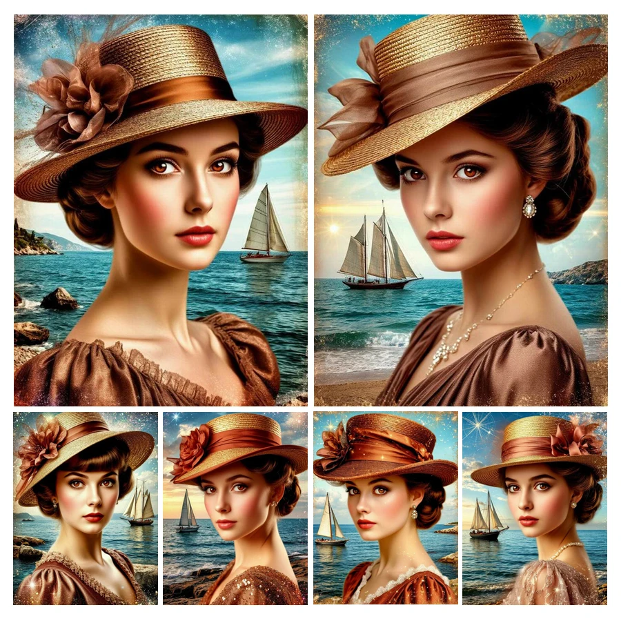 

Fullcang Beautiful Woman Diy Diamonds Painting Kits New Collection Pretty Lady Full Drill Mosaic Embroidery Picture Wall Decor