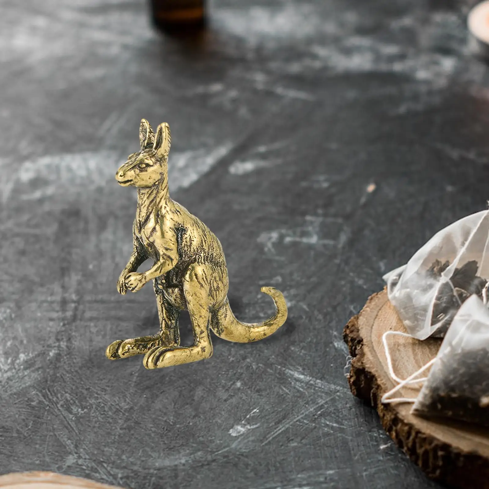 Kangaroo Statue Animal Ornaments Bronze Kangaroo Miniature Figurines for Bathroom Bedroom Living Room Cafe Home Decoration