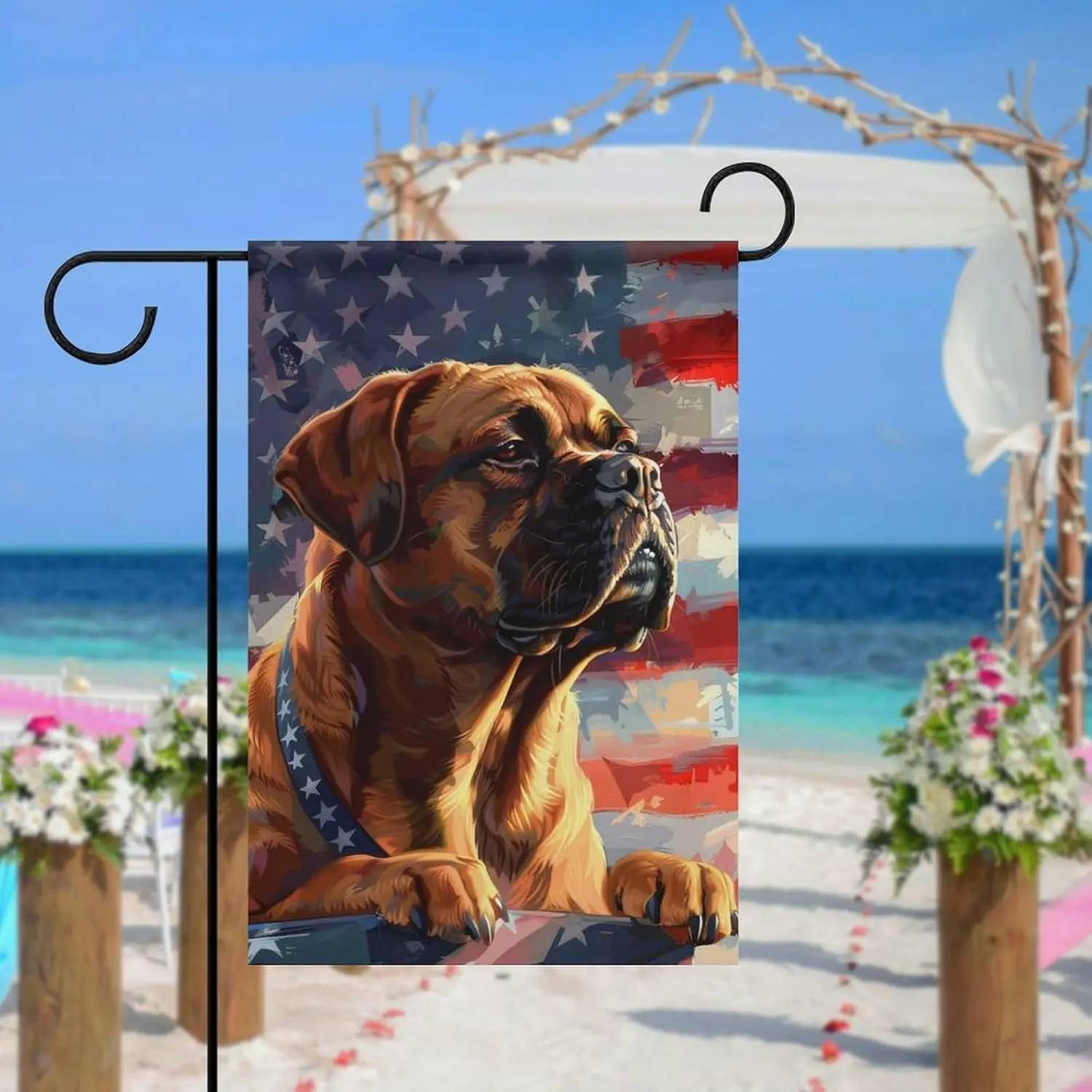MoBlinko Boxer Dog American Garden Flags 12 X 18 Double Sided Dog 4th of July Garden Flag Yard Flags for Outside Outdoor Dec MMZ