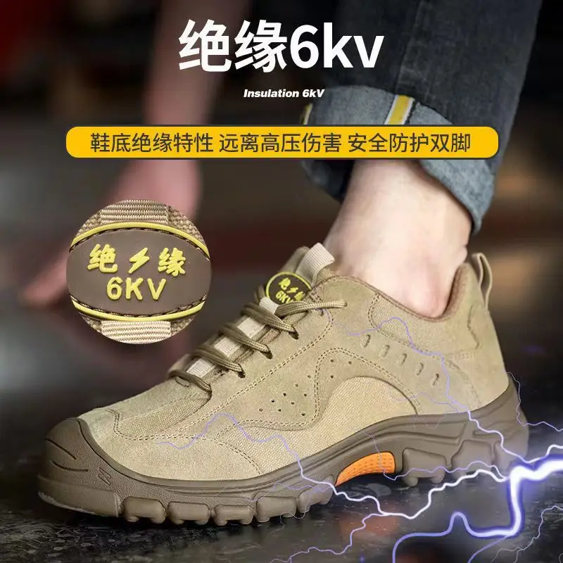 Zapatos de soldadura de alta calidad para hombres, botas de trabajo de 6kv, zapatos de seguridad a prueba de perforaciones, zapatos indestructibles