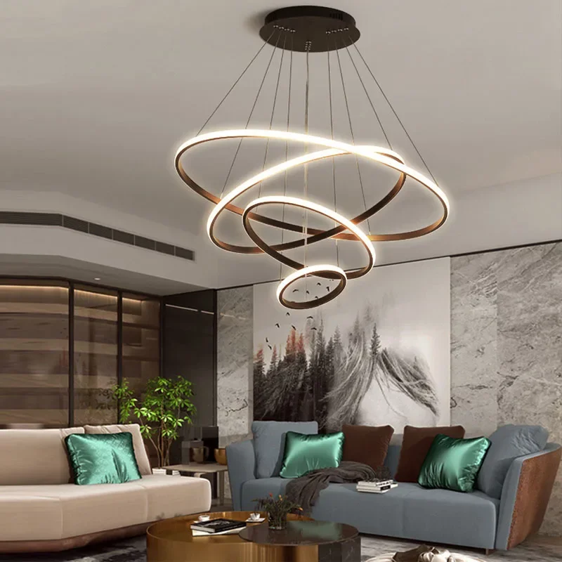 

Dimmable Circle Ceiling Lights Led Art Ring Hanging Lamp Fixtures For Living Room BedRoom