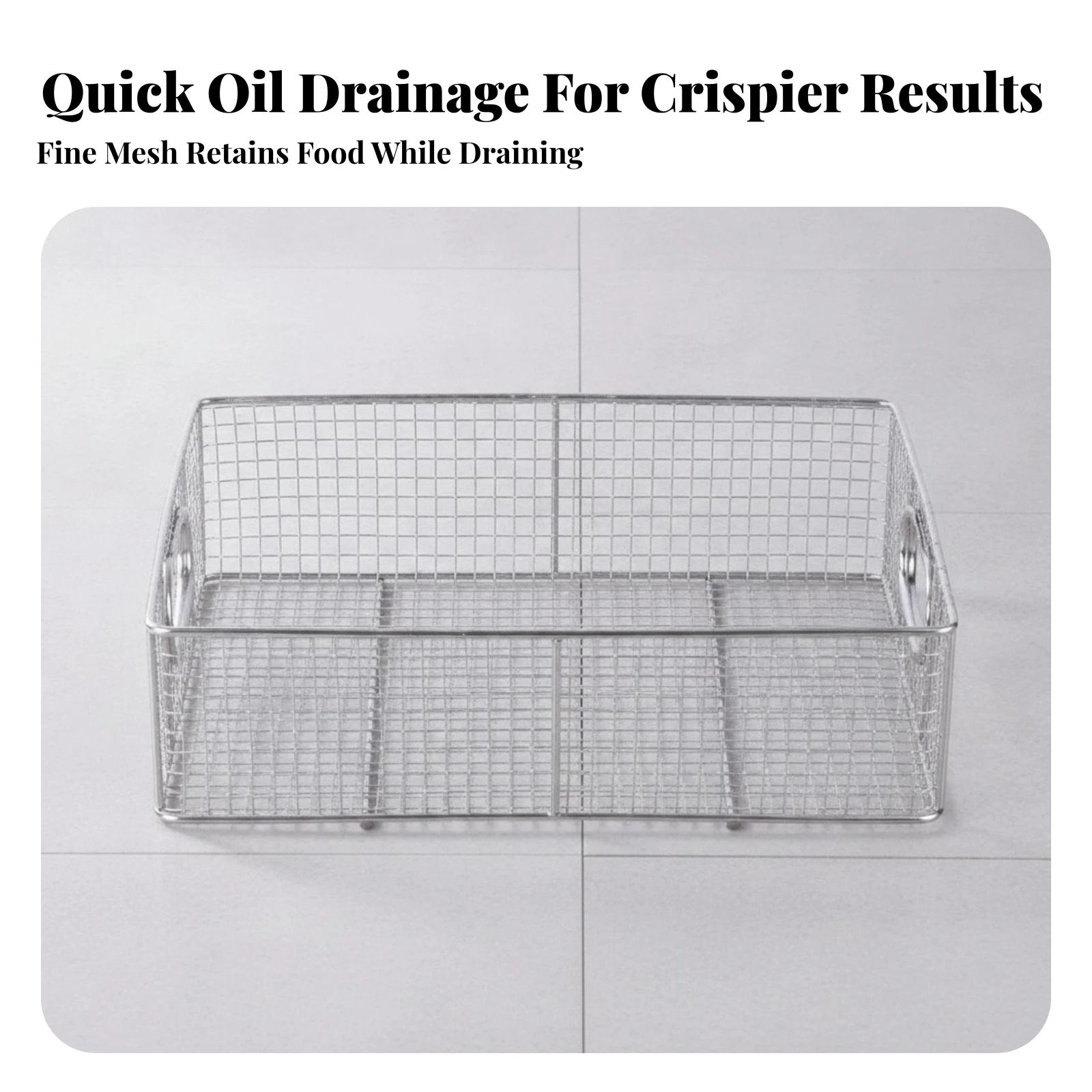 Rectangular Frying Basket with Handles Sturdy Wire Mesh Frying Basket Kitchen Utensil Heat-Resistant Compact for Chefs