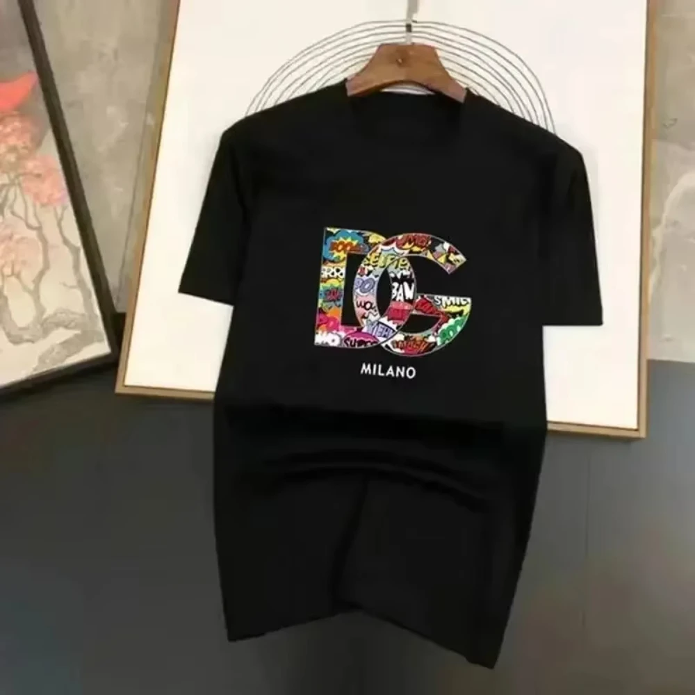 

2025 New T-shirt Summer New High-quality Cotton Breathable Short Sleeved Printed O-neck T-shirt Fashion Designer Matching Tops