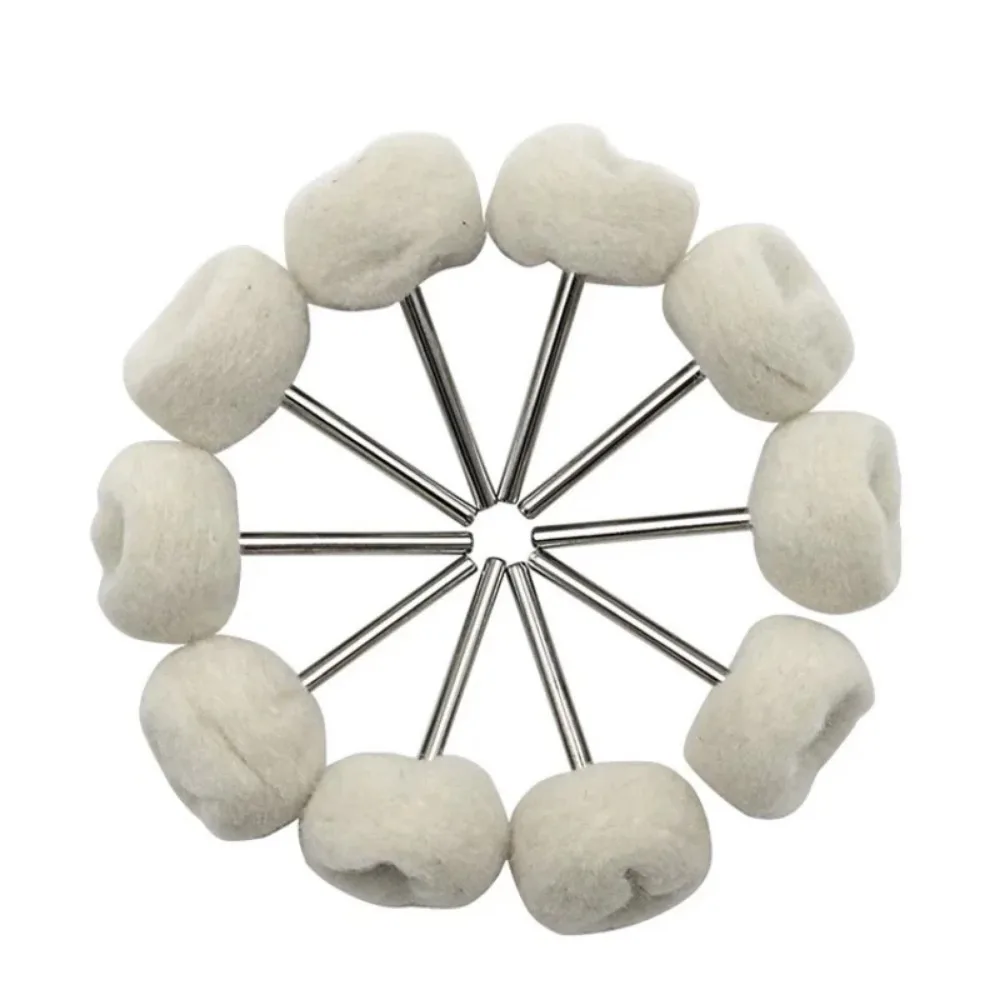 10 قطعة 3 مللي متر عرقوب شنت الصوف الناعم غرامة القطن تلميع عجلة تلميع لمجموعة تلميع أو مثقاب صغير