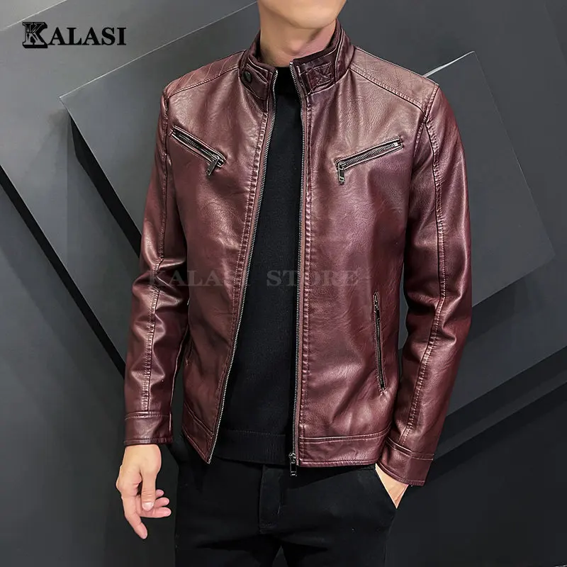 

Men autumn winter new fashion youth biker leather jacket fashionable comfortable leather clothing trend