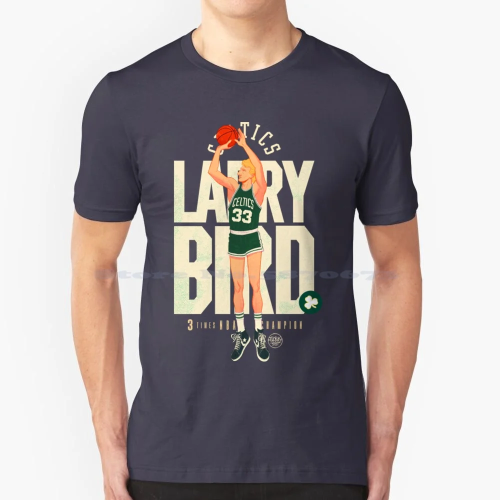 Larry Bird T-Shirt Copy T Shirt 100% Cotton Tee Larry Bird Larry Legend Boston 80S Lovers Three Point Signature Retro