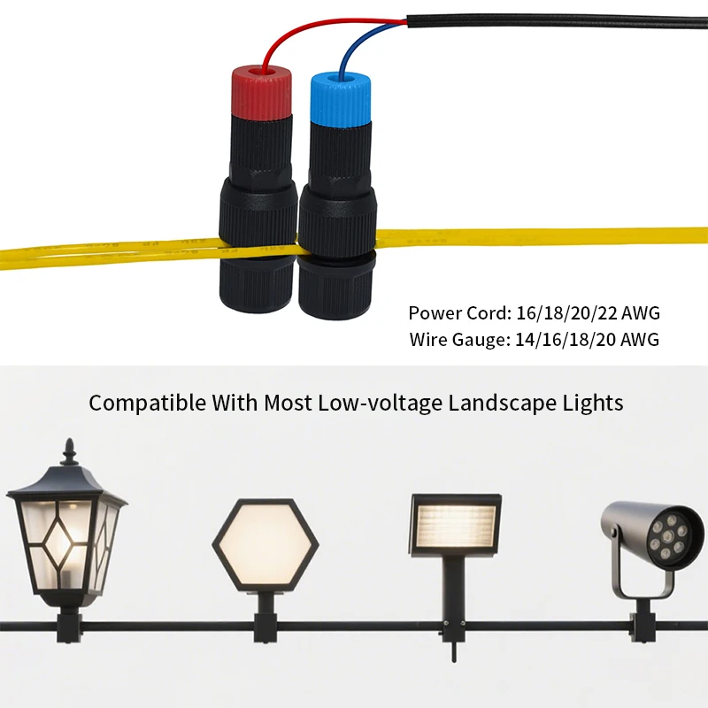 IP68 Fastlock Piercing Terminal for Outdoor Lighting Fixtures With Piercing Type Waterproof Crimp Wiring Quick Connector