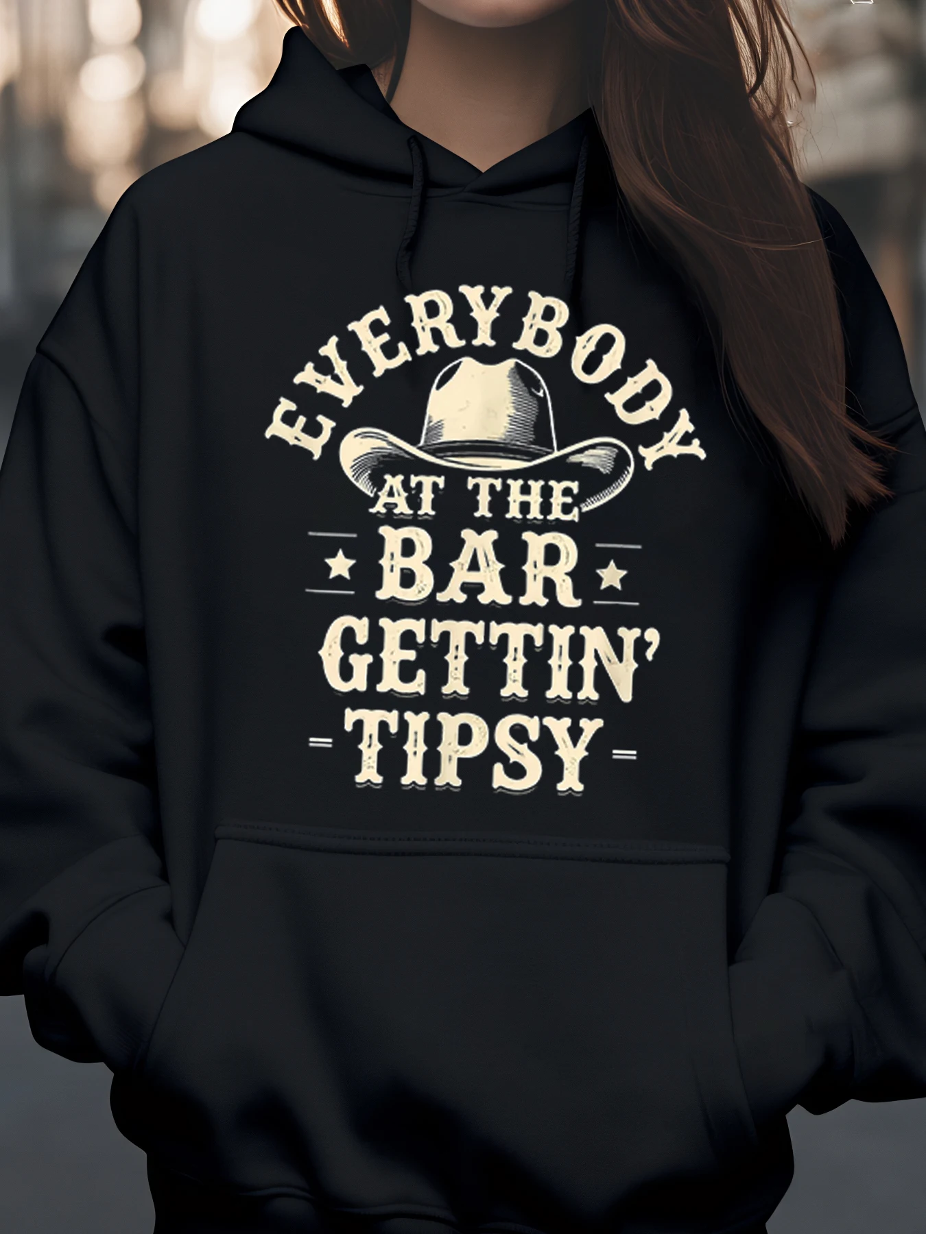 

Ковбойская шляпа с принтом «Все в баре» Толстовка с капюшоном для повседневной одежды для женщин и мужчин