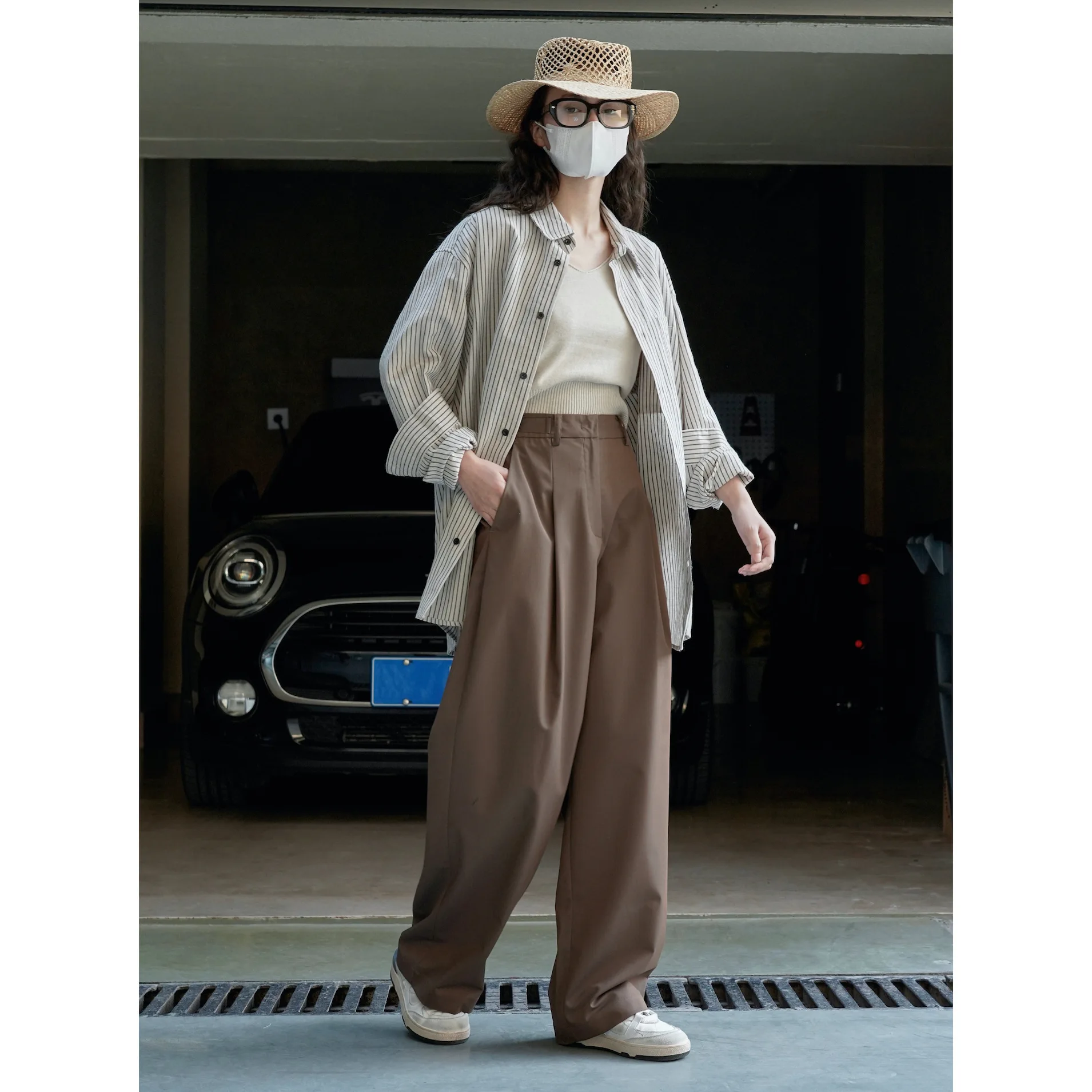 

Spring Women's Casual Solid High Waist Loose Wide Leg Pants