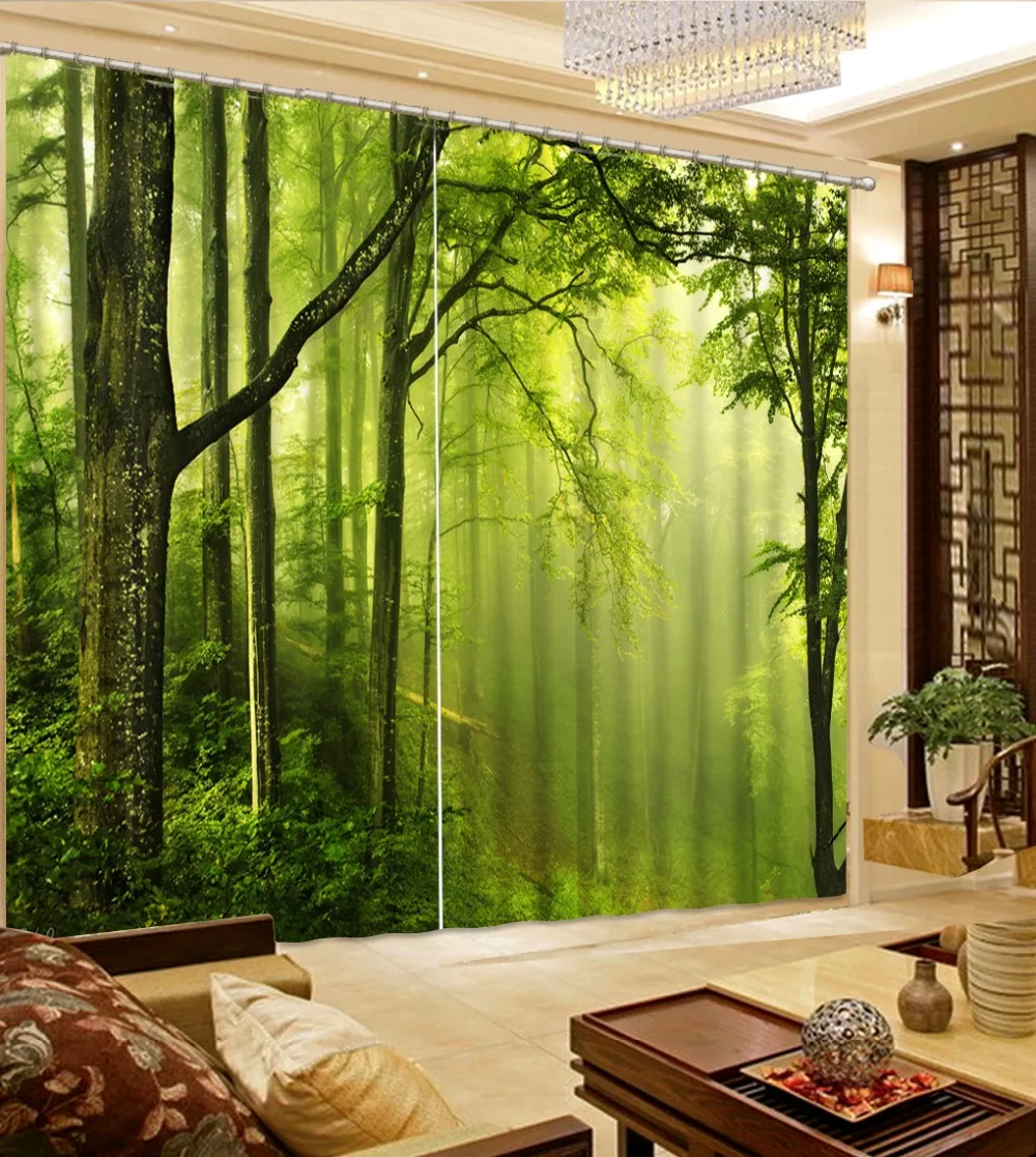 3D Print thick 90% blackout 3d landscape curtains Shading Window Curtain for Kid Childern Boy Bedroom Living Room Home Hook