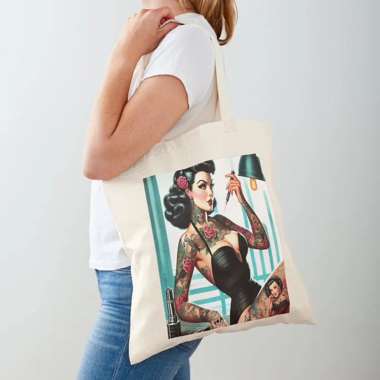 

Old School Tattoo Pin-up Tote Bag shopper bag woman cute pouch bag Lady bags Canvas