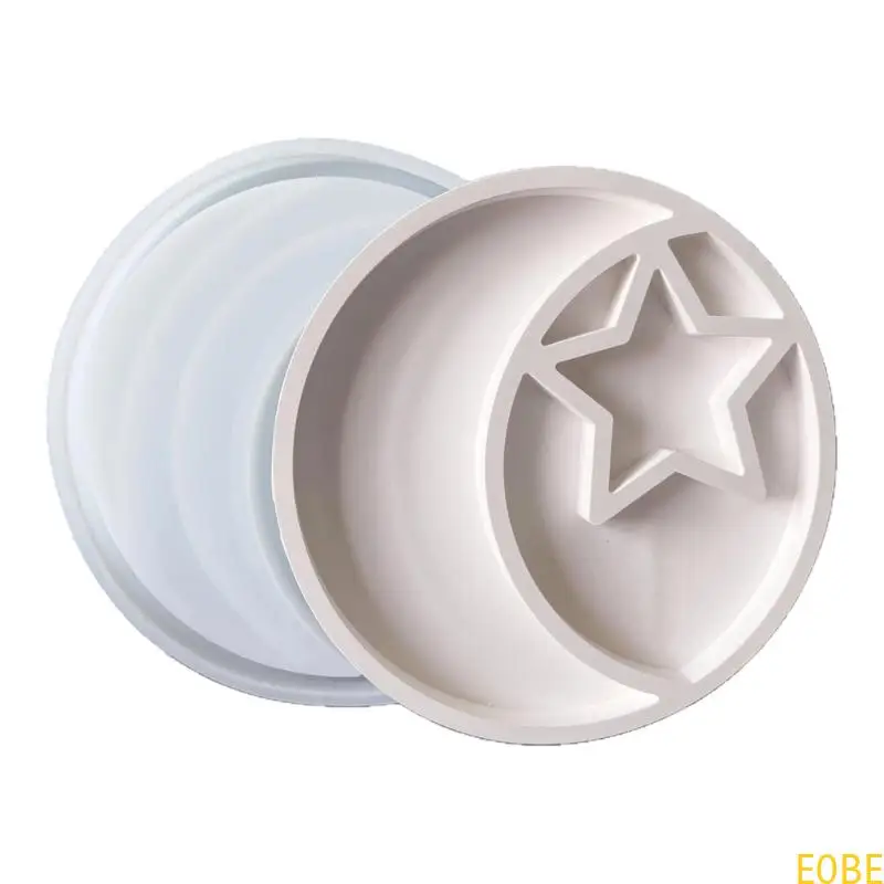 

E0BE Practical Soft and Sturdy Star Moon Silicone Mould for Making Creative Storage Trays Home Organization Daily Casual Use
