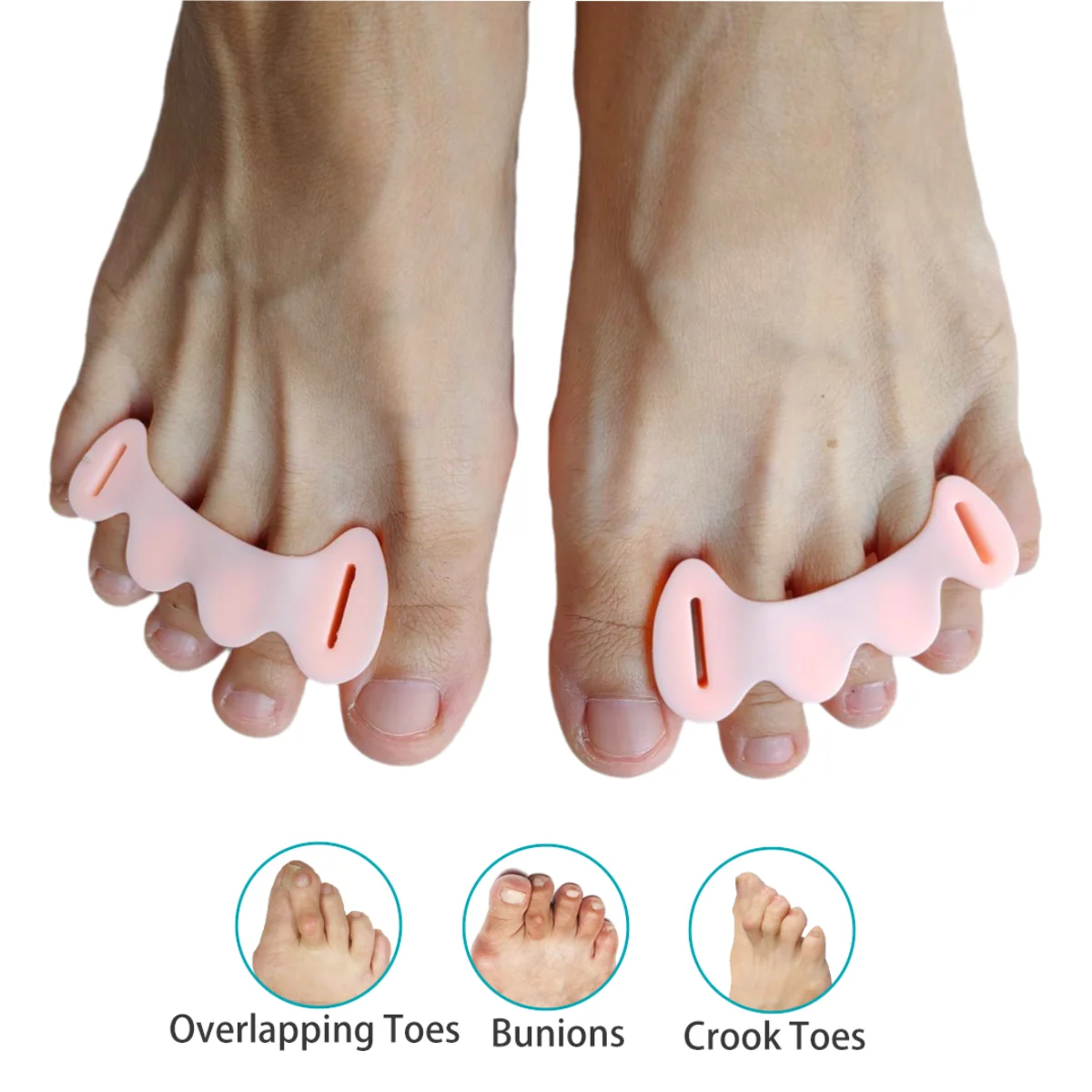 2 buah = 1 pasang pelurus jari kaki besar silikon keras pelindung Valgus jempol jari kaki pemisah jari kaki penyesuaian Bunion kaki bantalan bantuan