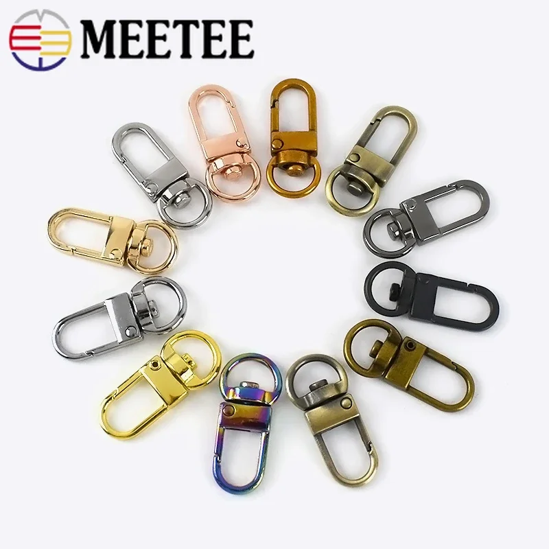 Meetee 10/20Pcs 10mm Metal Bag Strap Buckles Dog Collar Swivel Clasps For Webbing Snap Hook DIY Leather Carfts Accessories