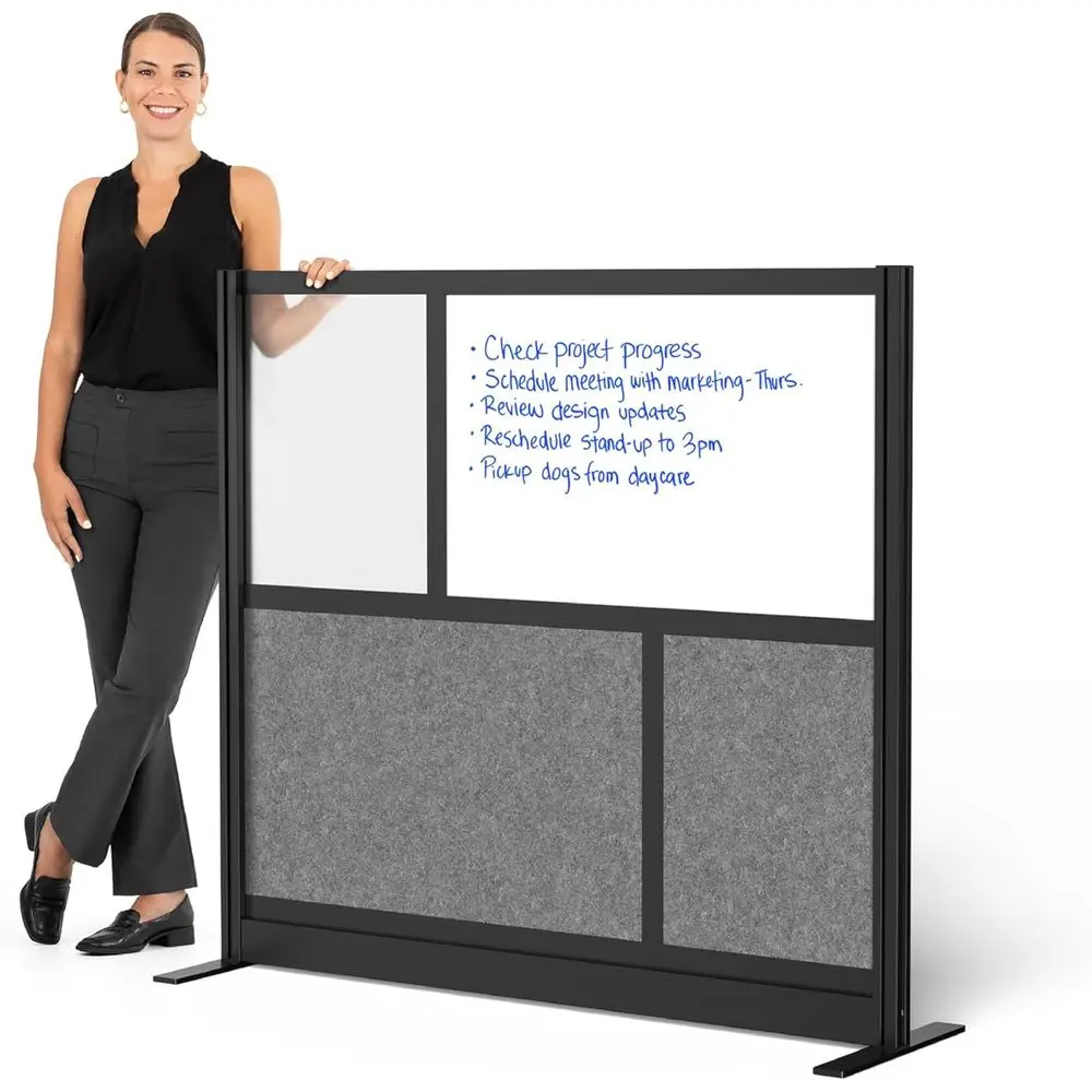 

Expandable Office Room Divider with Whiteboard, Soundproofing, and Frosted Acrylic Panels (53 x 48)