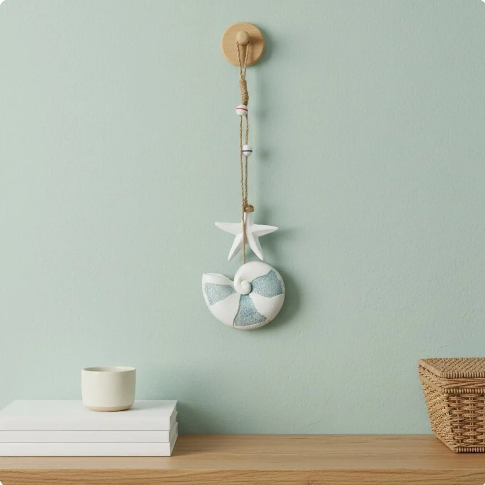 Wooden Children Wall Hanging Coastal Style Cute Wall Decor Ocean Decoration for Kids Room and Beach House