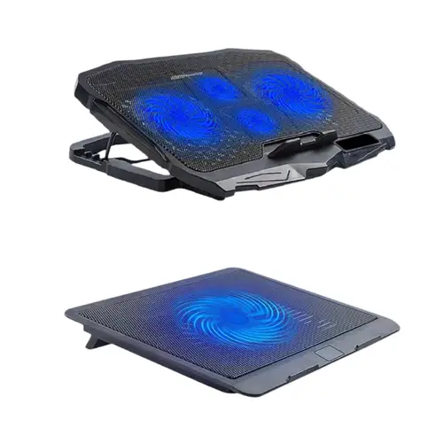 Imagen 2 del producto 1 unidad de almohadilla de refrigeración para ventilador de ordenador portátil con ventiladores grandes, ventilador de refrigeración para portátil con puerto USB 2 en 1, almohadilla de soporte ajustable con luz LED azul