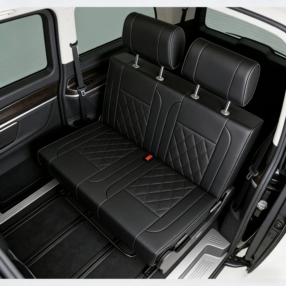 Folding Swivel Car Seat Bed PU Leather Luxury Campervan Universal Comfort Rv Double Seat Fit for Car Van BMW Toyota Nissan Audi
