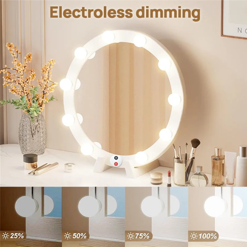 LED Vanity Lights For Mirror USB Vanity Lights With 10 Dimmable Bulbs Adjustable 3 Color Makeup Mirror Might Bulb