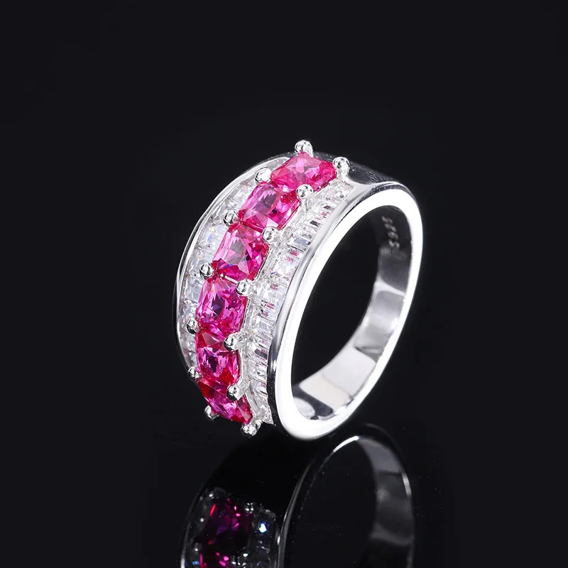 S925 silver Tiktok red treasure full diamond set ring closed retro wedding ring 4 * 4 jewelry wholesale