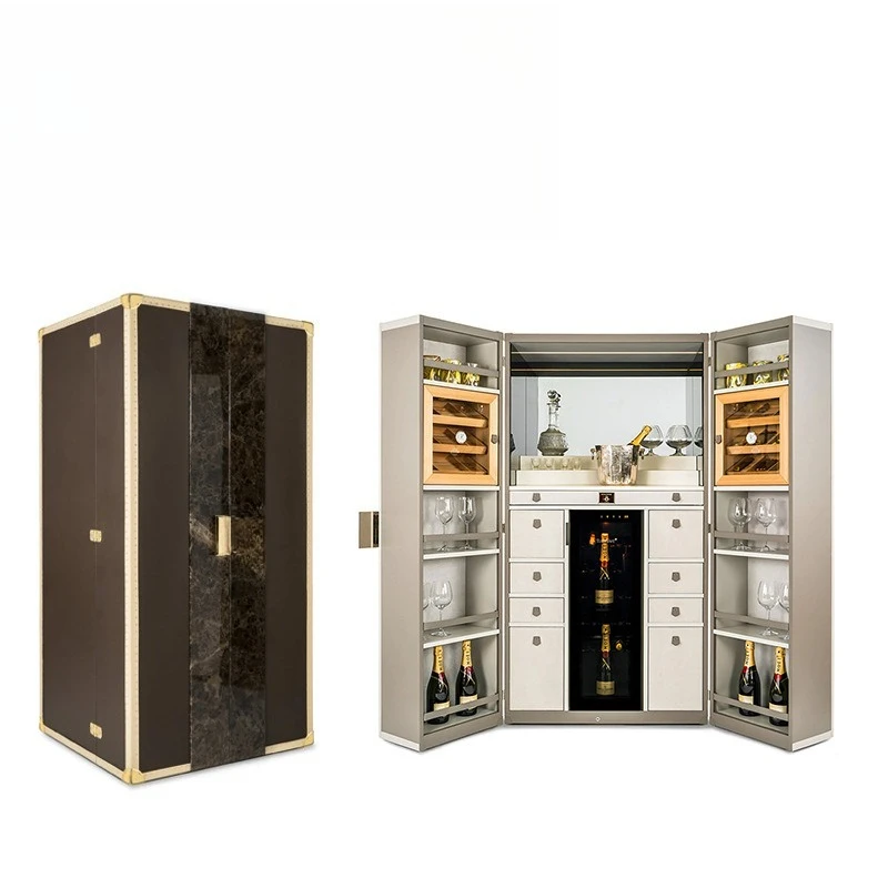 

Light luxury solid wood wine cabinet, home living room villa designer Italian storage display cabinet, modern high-end cigar c