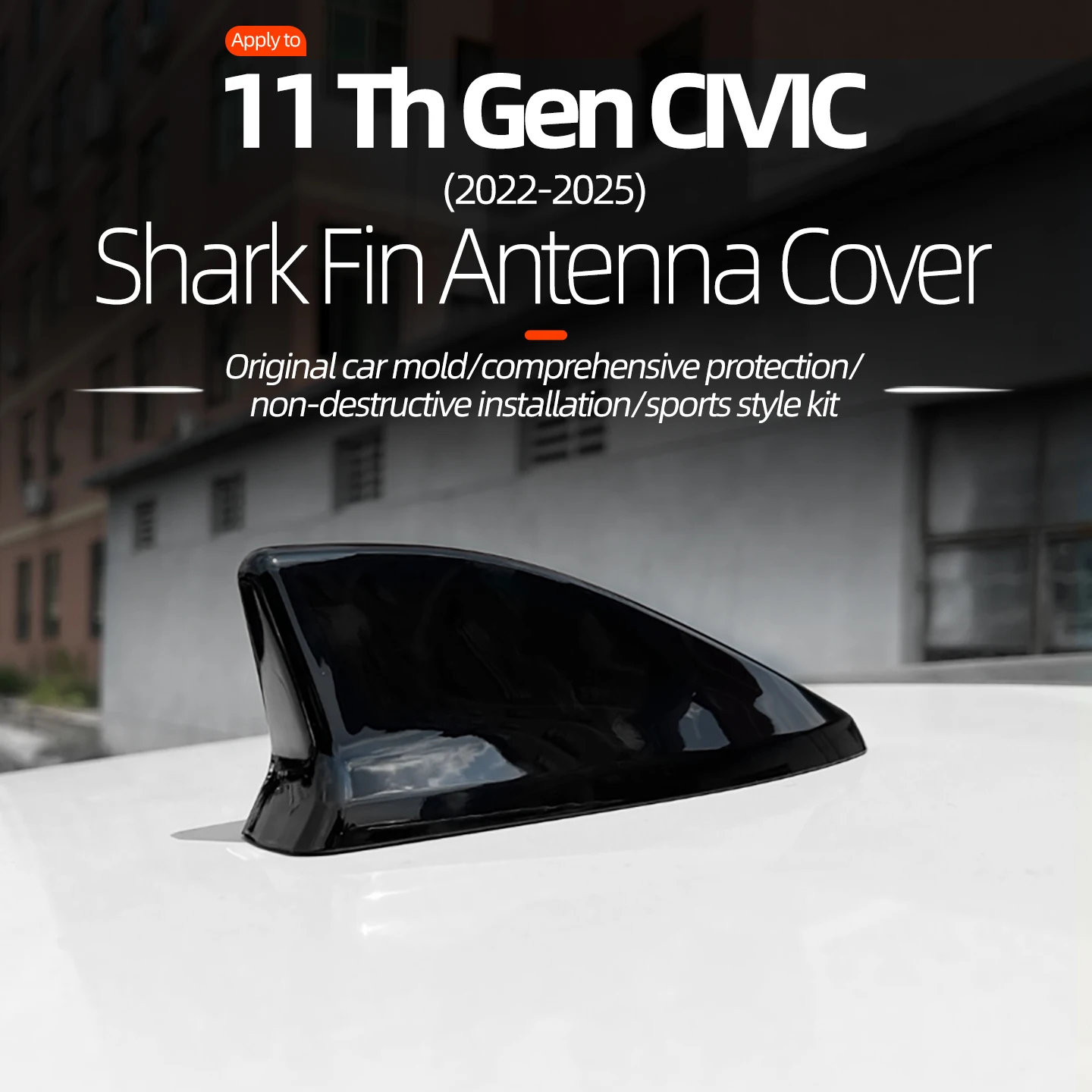FOR 2022 2023 2024 2025 11th CIVIC Shark Fin Antenna Decorative Patch Black Cover Roof Antenna Cover Decorative Patch Cover