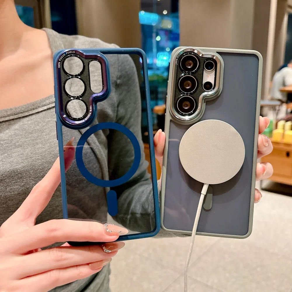 Luxuriöse magnetische kabellose Ladehülle für Samsung S26 S25 S24 Ultra S25 Plus mit MagSafe und transparentem Linsenschutz – Detail 4