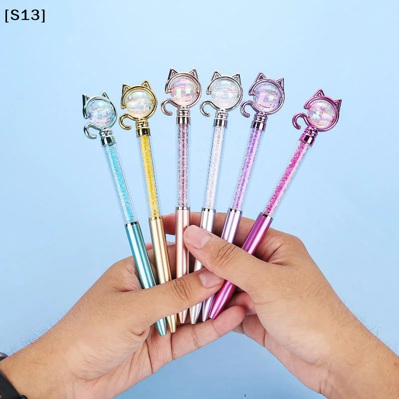 

2Pcs Creative Shining Rhinestone Pen Cartoon Cat Rhinestone Pen Cute Stationery Student Office Supplies Gift Prize[Q]Q@