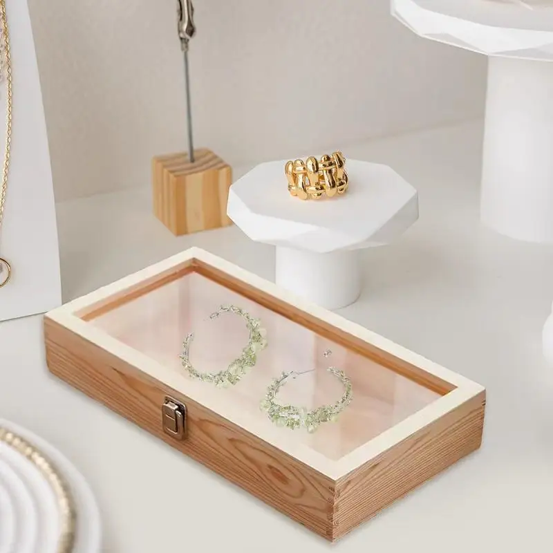 

Деревянный футляр для образцов Витрина для образцов Серьги Кольца Ожерелья Органайзер Держатель Витрина Витрина для образцов с крышкой для