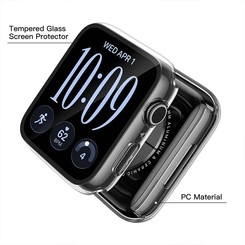 Tempered Glass+Cover For Apple watch Case 46mm 42mm 45mm 41mm 44mm 40 Screen Protector iwatch Accessories series 12 11 10 9 8 7