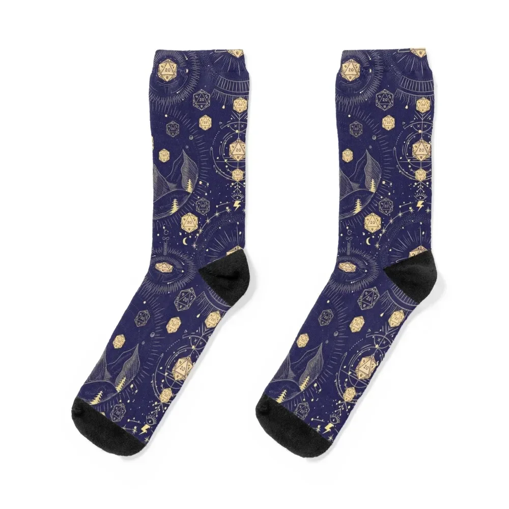 DND CELESTIAL DICE, D20 Stars constellations pattern night sky Socks Running luxury custom Socks For Man Women's