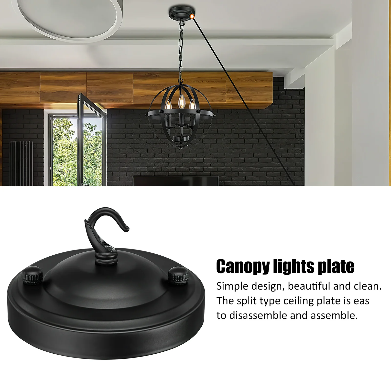 

Ceiling Cover Plate For Chandelier Durable Iron Zinc Alloy Round Canopy Lamp Base Split Type Compatible With Pendant