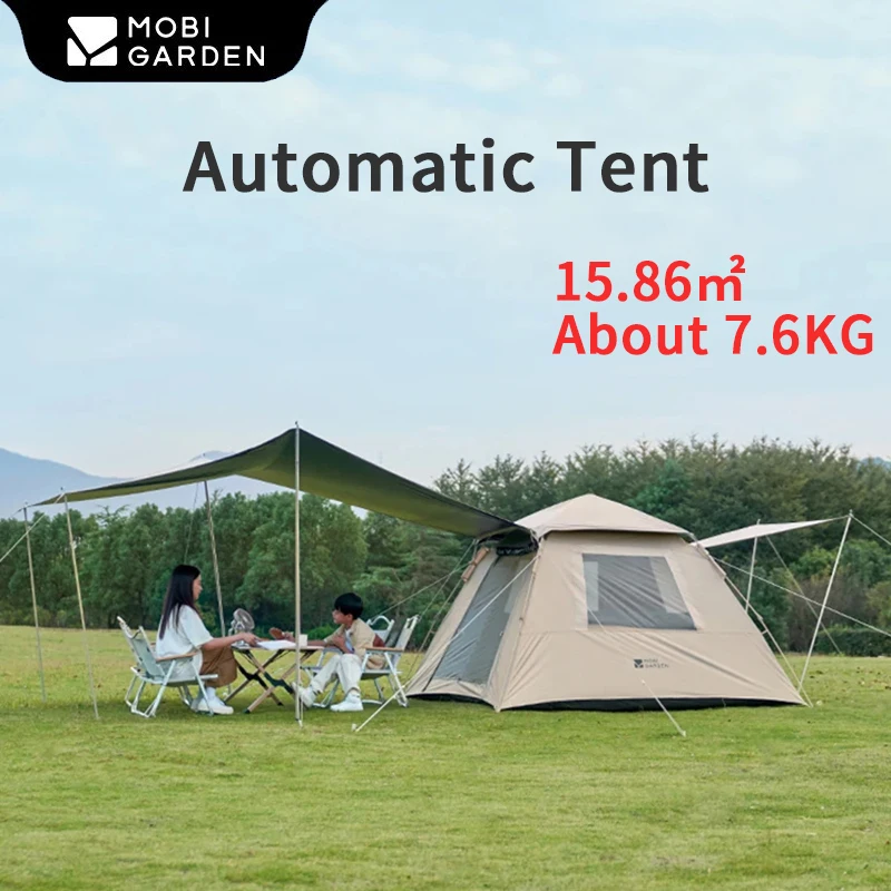 

MOBI GARDEN Automatic Tent Large Space 15.86㎡ Double Layer Canopy for Outdoor Camping Picnic 3-4 Person 7.6KG Zero-action 155