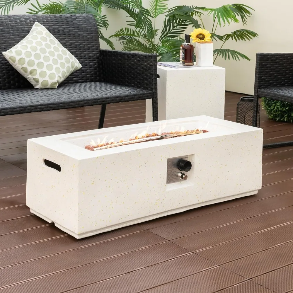 

42-inch Terrazzo Propane Fire Pit Table Set with 50,000 BTU Burner and Hidden Tank Storage