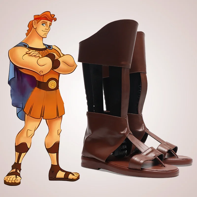 Anime Hercules Cosplay Brown Shoes Halloween Carnival Shoes Custom Made Any Size