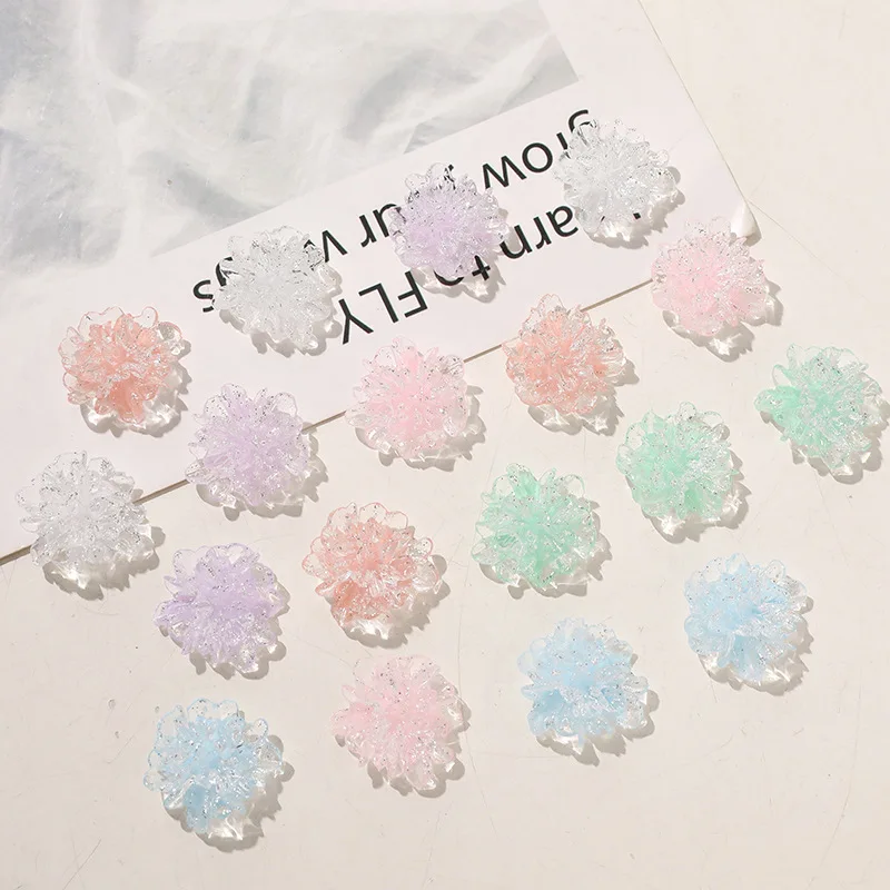 10pcs/set Ice Cute Transparent Colorful Gradient 3D Flower Resin Cabochons DIY for Earring Phone Case Jewelry Making Supplies