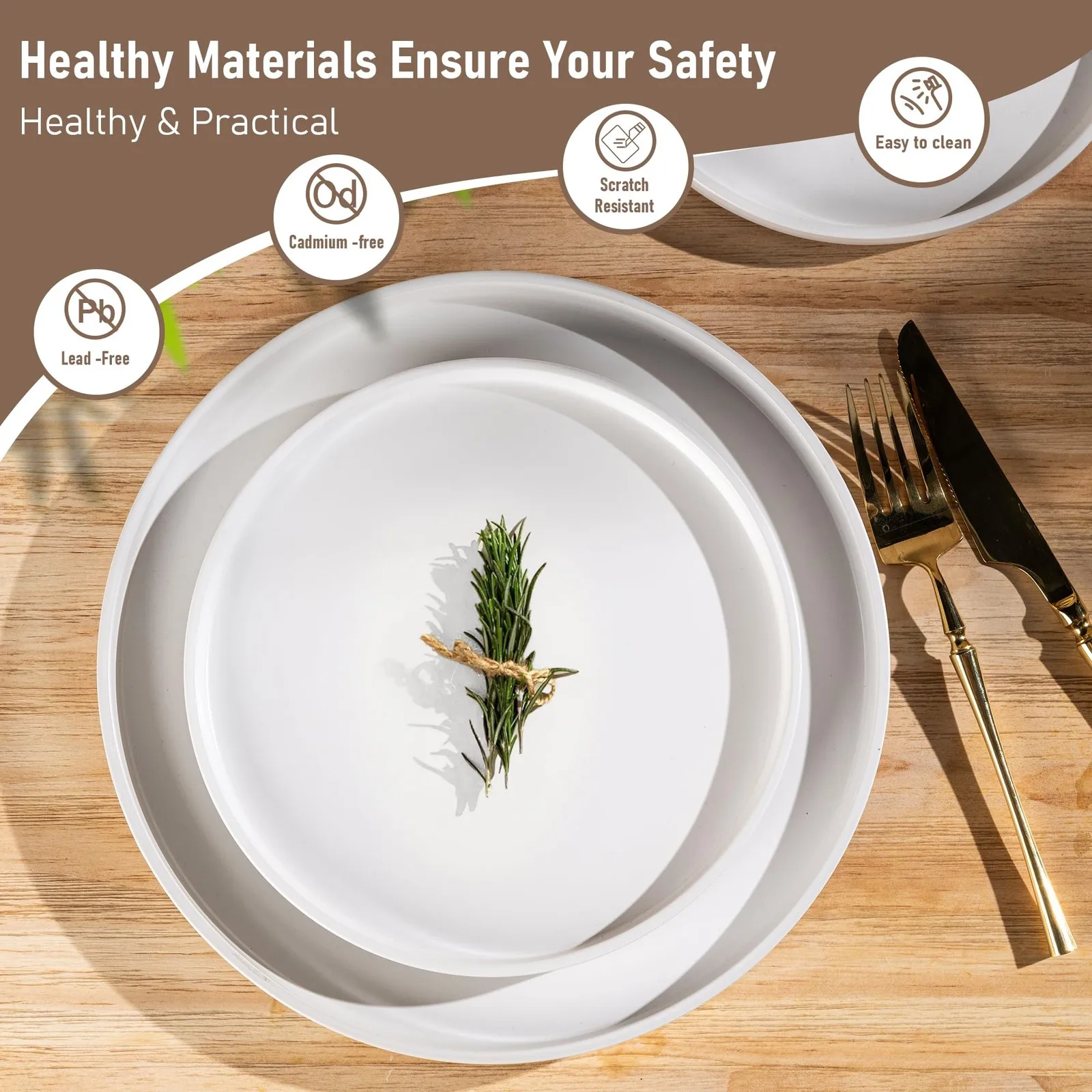 مجموعة أدوات مائدة سيراميك طقم أواني طعام سيراميك بلمسة نهائية غير لامعة لـ 6 أشخاص مع أطباق وأوعية أطباق حجرية متينة مقاومة للرقاقة مثالية