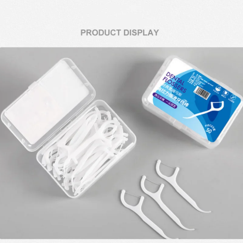 2000/50PCS Portable Disposable Dental Floss Fine Dental Floss Stick Clean The Gaps Between Teeth With One Piece Oral Care Tool