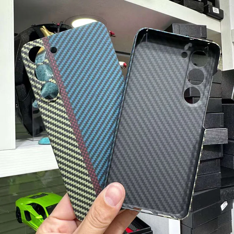 Case for Samsung Galaxy S23 S23+ Plus 600D Real Carbon Fiber Aramid Cell Mobile Phone Protective Cover Protection Shell